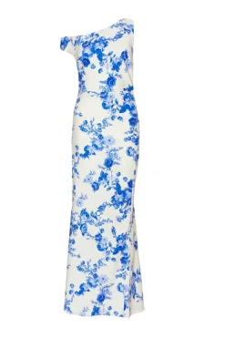 Quiz Evening Dresses|Day At The Races>Blue Floral Drop Sleeve Maxi Dress