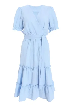 Quiz Evening Dresses|Wedding Guest Dresses>Blue Frill Midi Dress