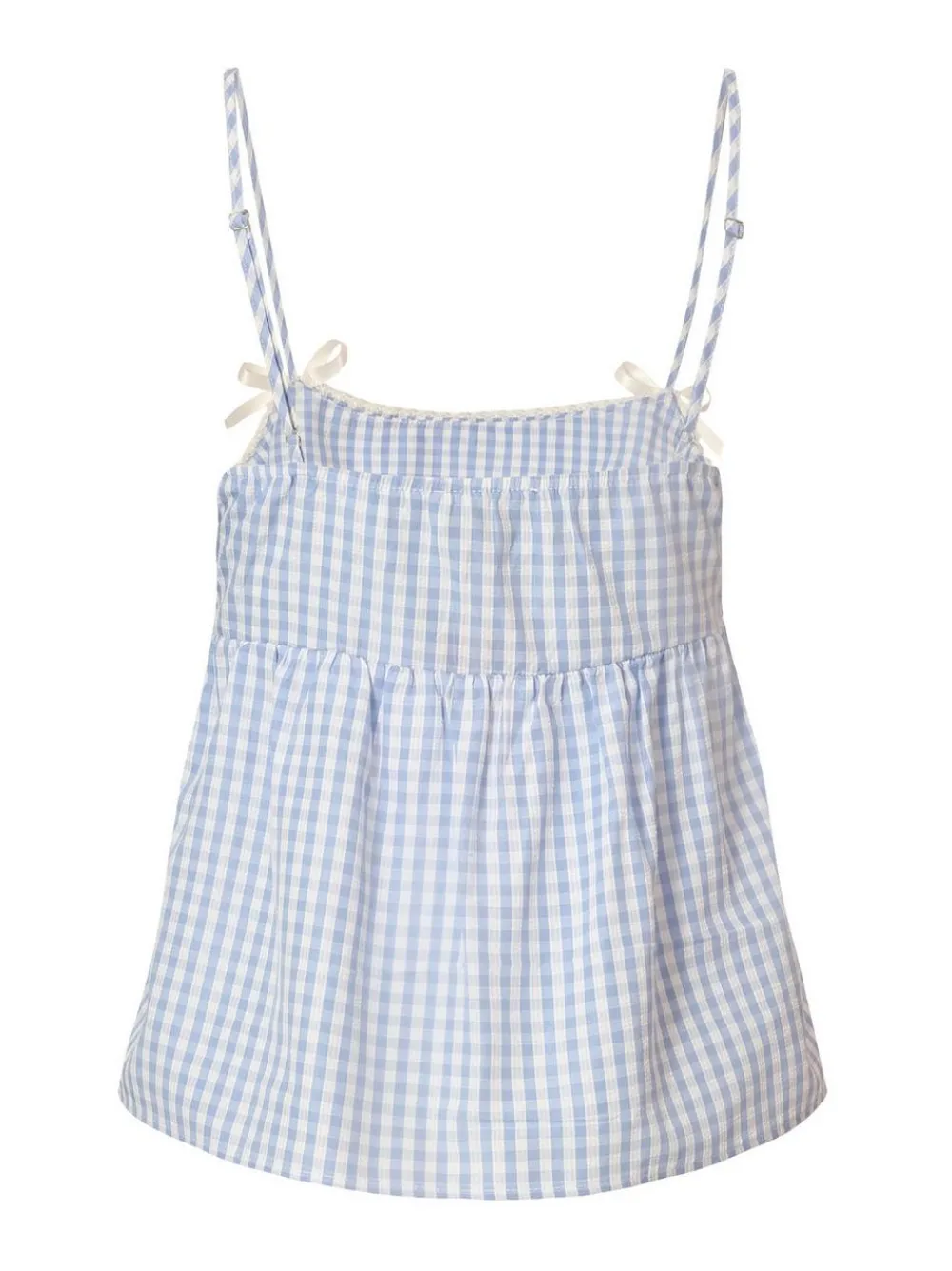 Quiz Summer Tops|Day Tops>Blue Gingham Strappy Peplum Top