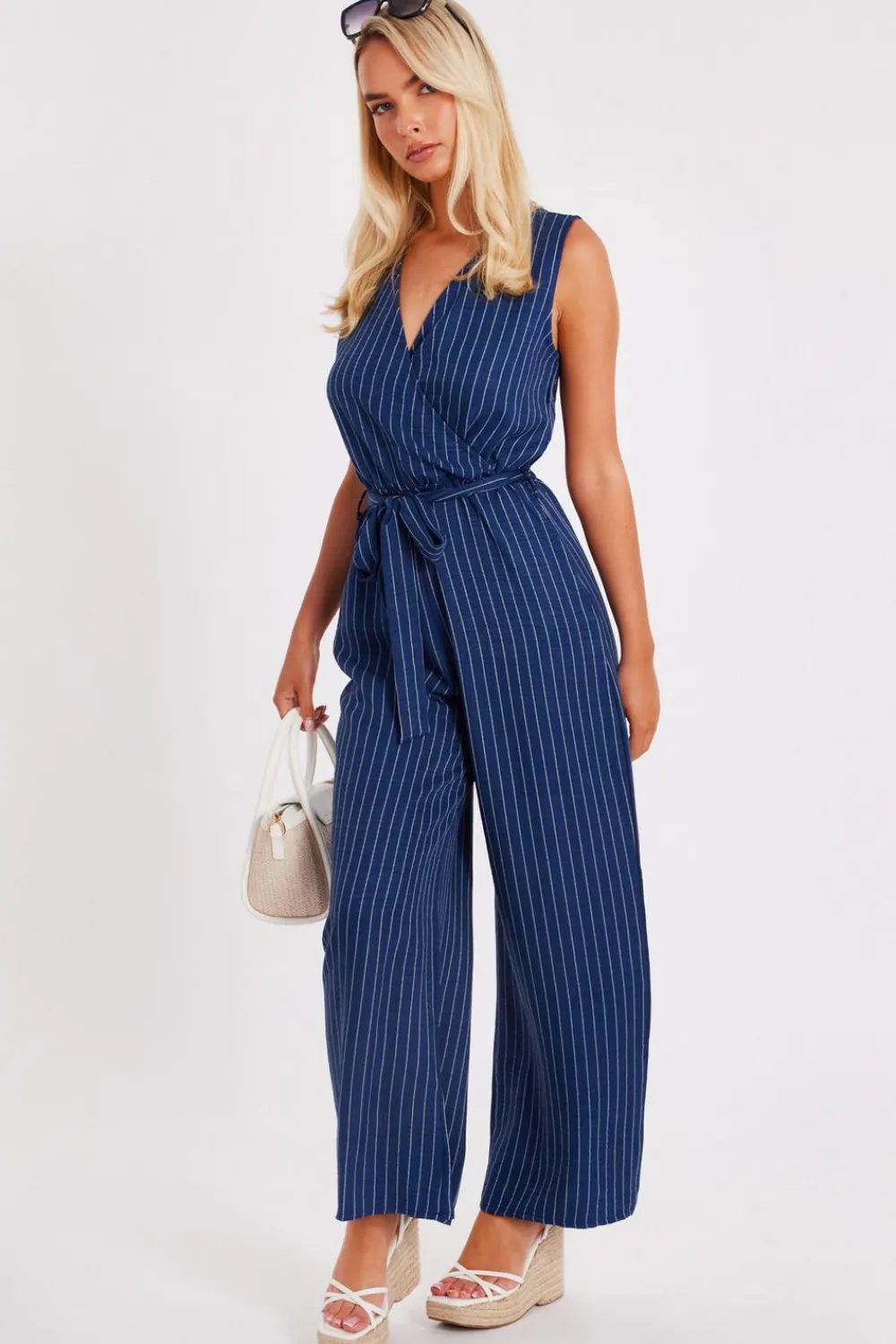 Quiz Summer Clothes|Summer Jumpsuits>Linen Striped Jumpsuit