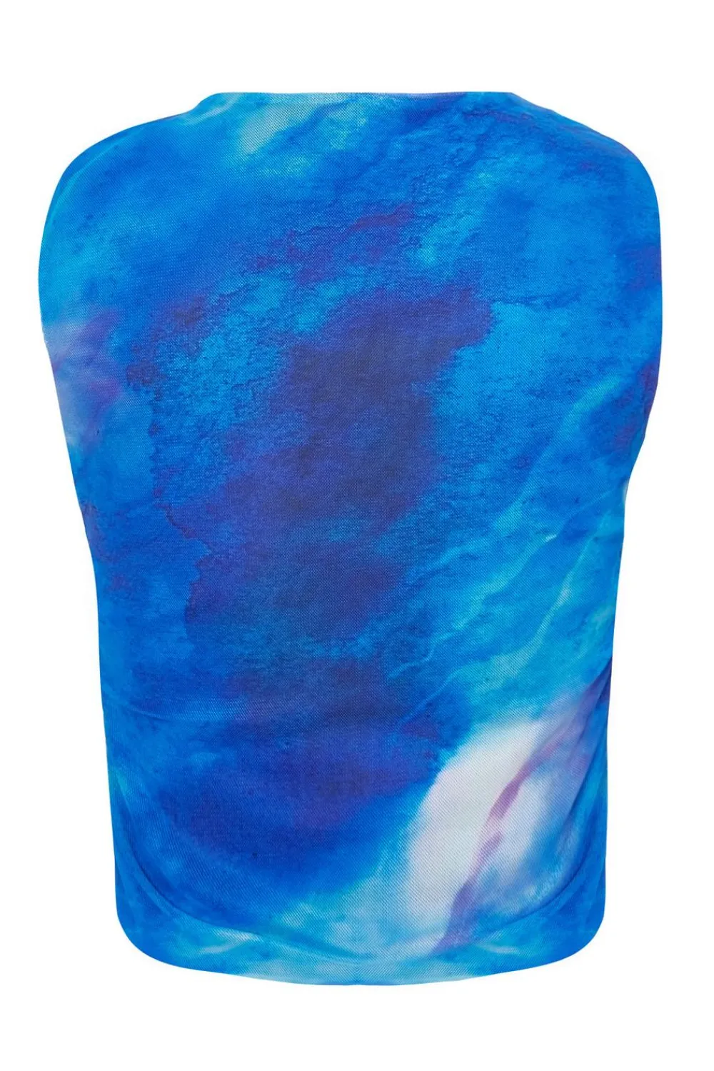 Quiz Summer Tops|Going Out Tops>Blue Mesh Marble Crop Top
