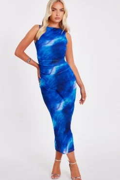 Quiz Summer Clothes|Going Out>Blue Mesh Marble Midaxi Dress
