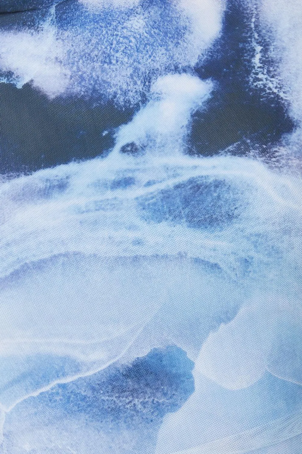 Quiz Going Out Tops|Tops>Blue Mesh Tie Dye Crop Top