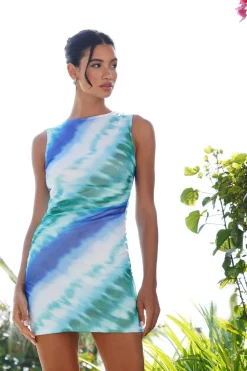 Quiz Summer Clothes|Holiday>Blue Ombre Mesh Bodycon Dress