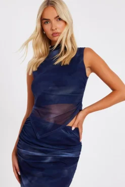 Quiz Going Out Tops|Crop Tops>Printed Mesh Crop Top