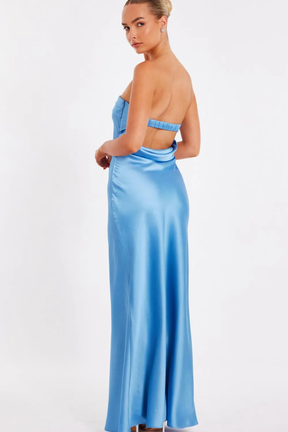 Quiz Prom Dresses|Prom & Ball>Blue Satin Bandeau Midaxi Dress