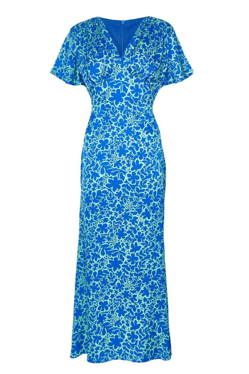 Quiz Day At The Races|Christening Guest>Blue Satin Floral Midaxi Dress