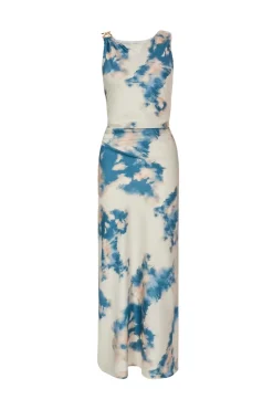 Quiz Evening Dresses|Day At The Races>Blue Satin Marble Print Midaxi Dress