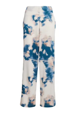 Quiz Trousers|Summer Clothes>Blue Satin Marble Print Trousers