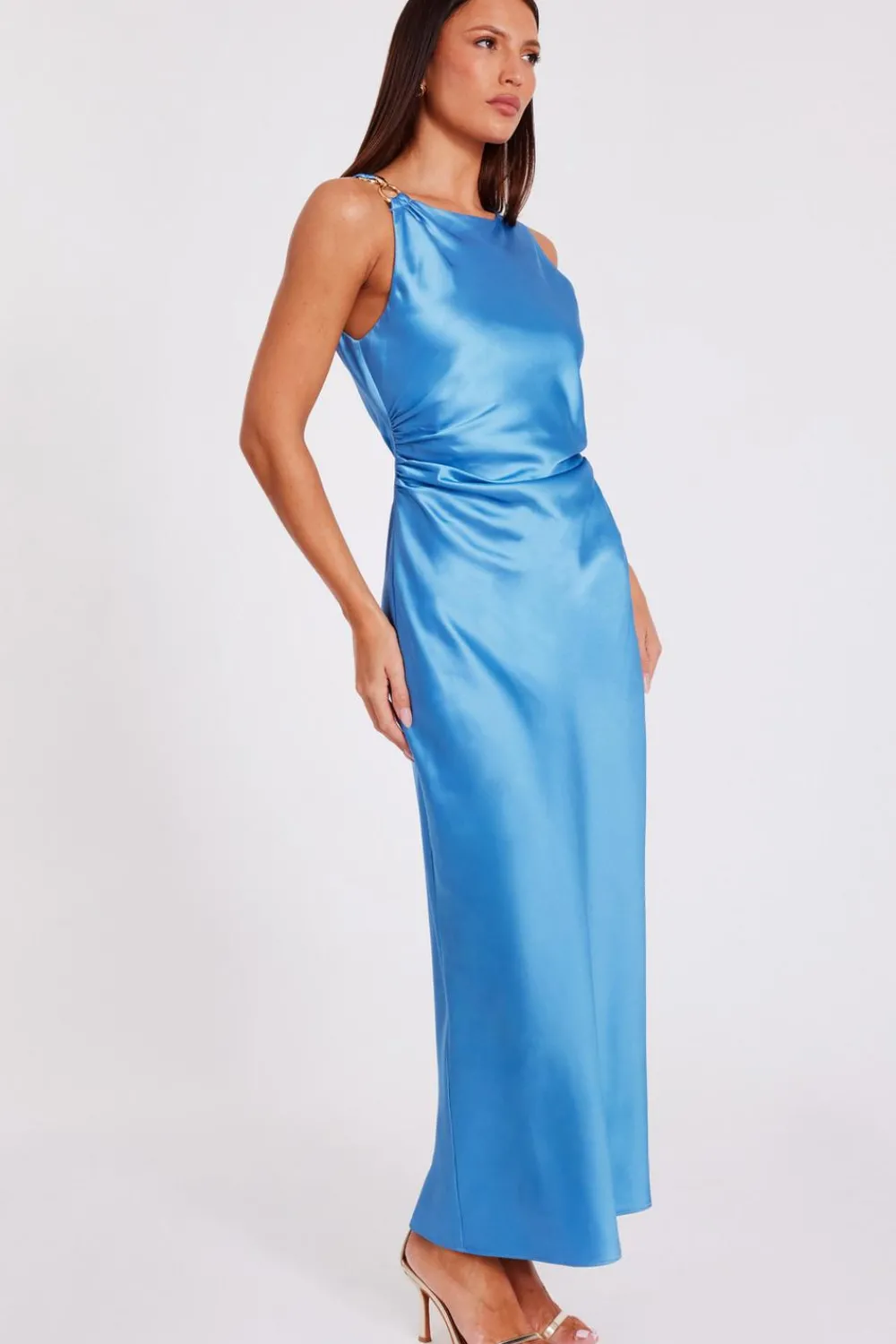 Quiz Day At The Races|Christening Guest>Satin Ruched Midaxi Dress