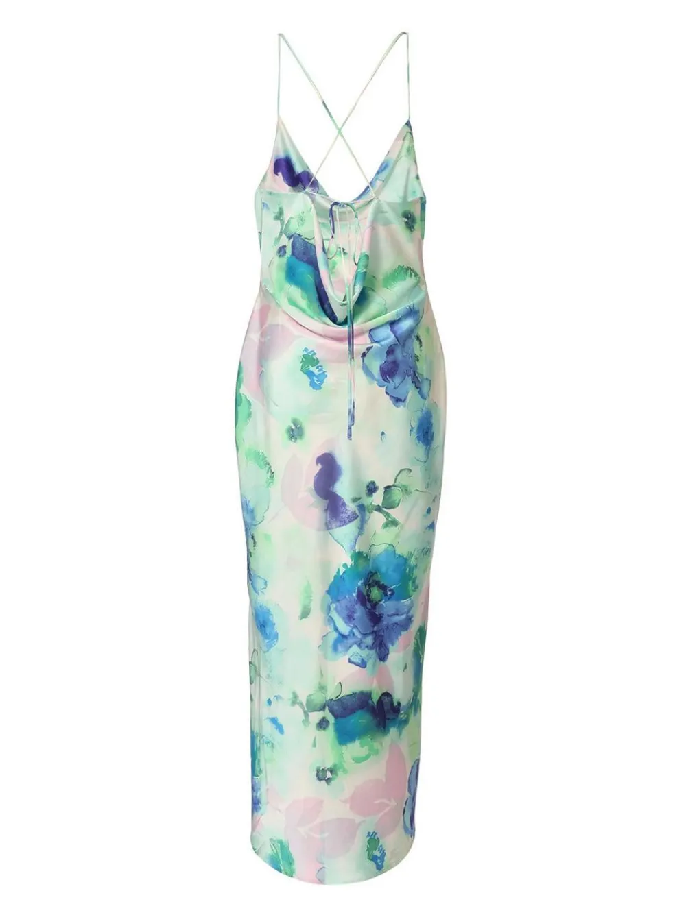 Quiz Day At The Races|Christening Guest>Blue Satin Tie Dye Midaxi Dress