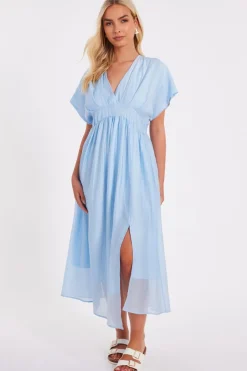Quiz Summer Clothes|Holiday>Blue V-Neck Midi Dress