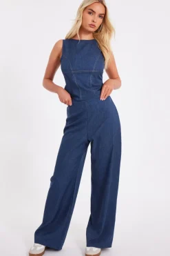 Quiz Trousers|Going Out>Blue Wide Leg Trousers