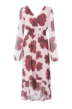 Quiz Day At The Races|Christening Guest>Blush Floral Dip Hem Midi Dress