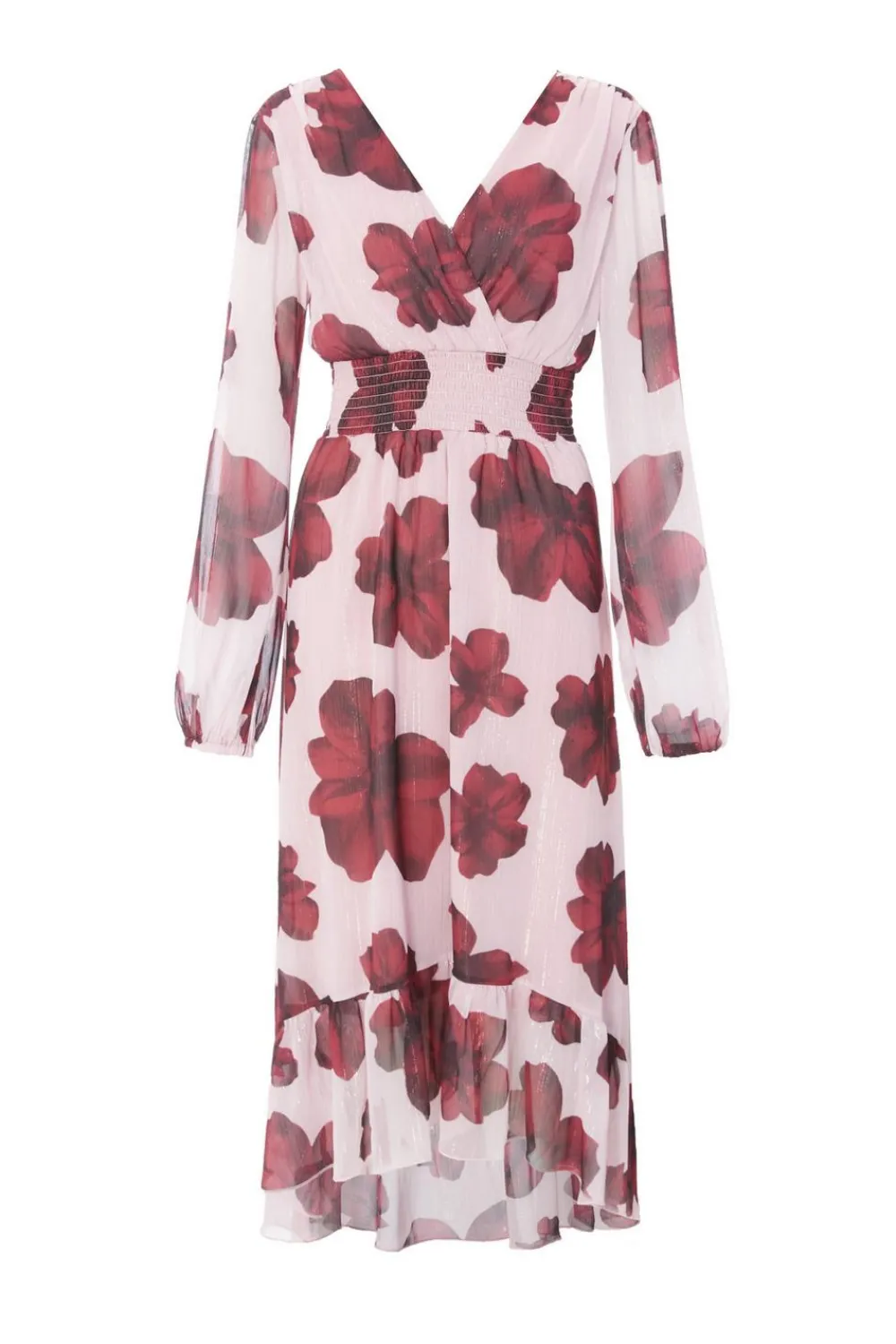 Quiz Day At The Races|Christening Guest>Blush Floral Dip Hem Midi Dress