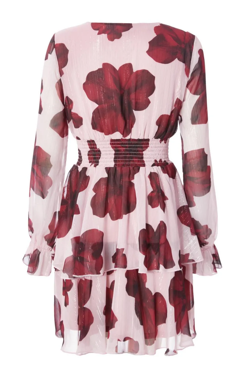 Quiz Florals|Wrap Dresses>Blush Floral Tiered Skater Dress
