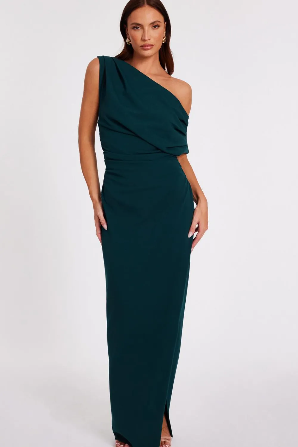 Quiz Evening Dresses|Dresses>Bottle Green Asymmetric Maxi Dress