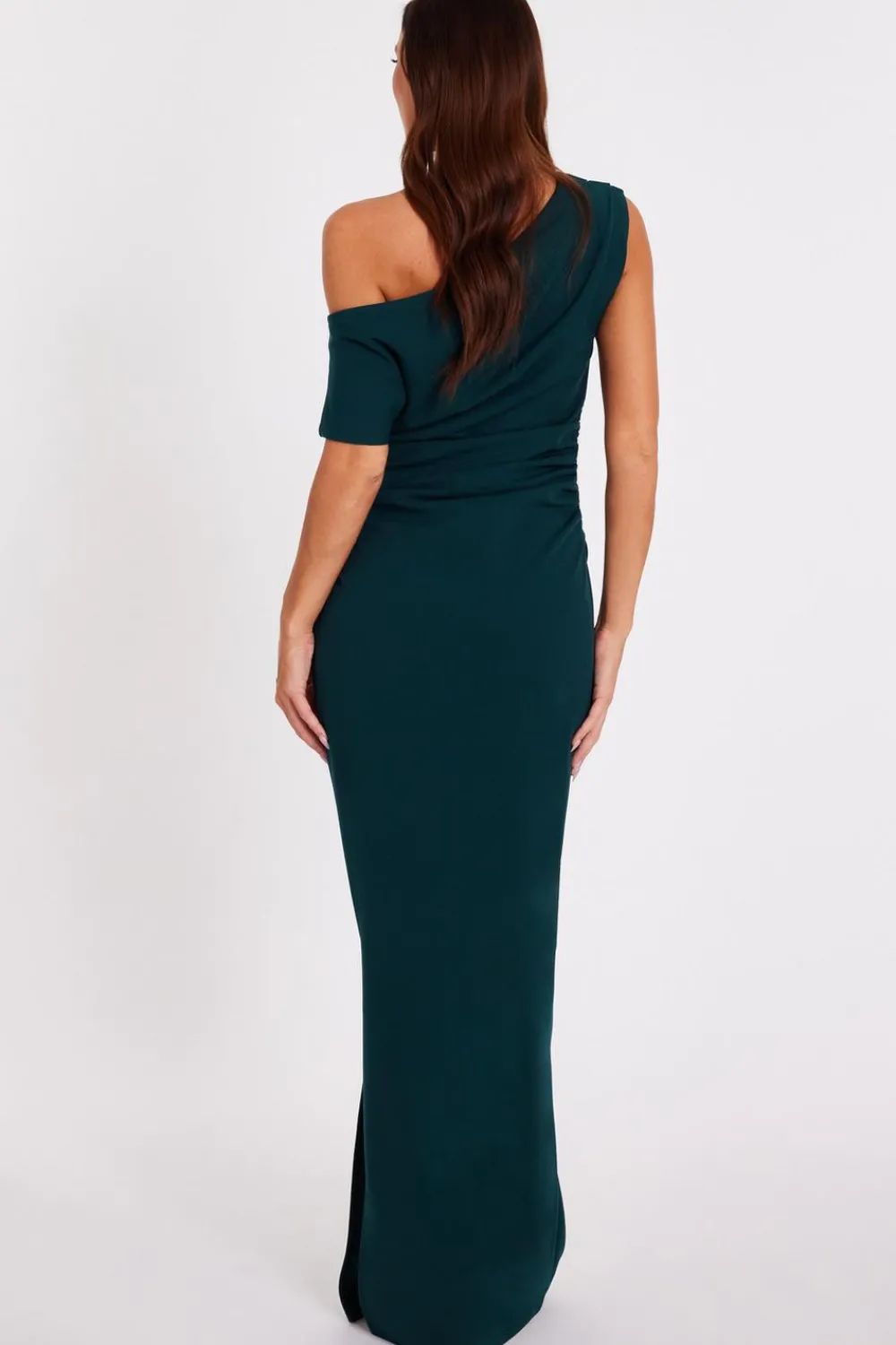 Quiz Evening Dresses|Dresses>Bottle Green Asymmetric Maxi Dress