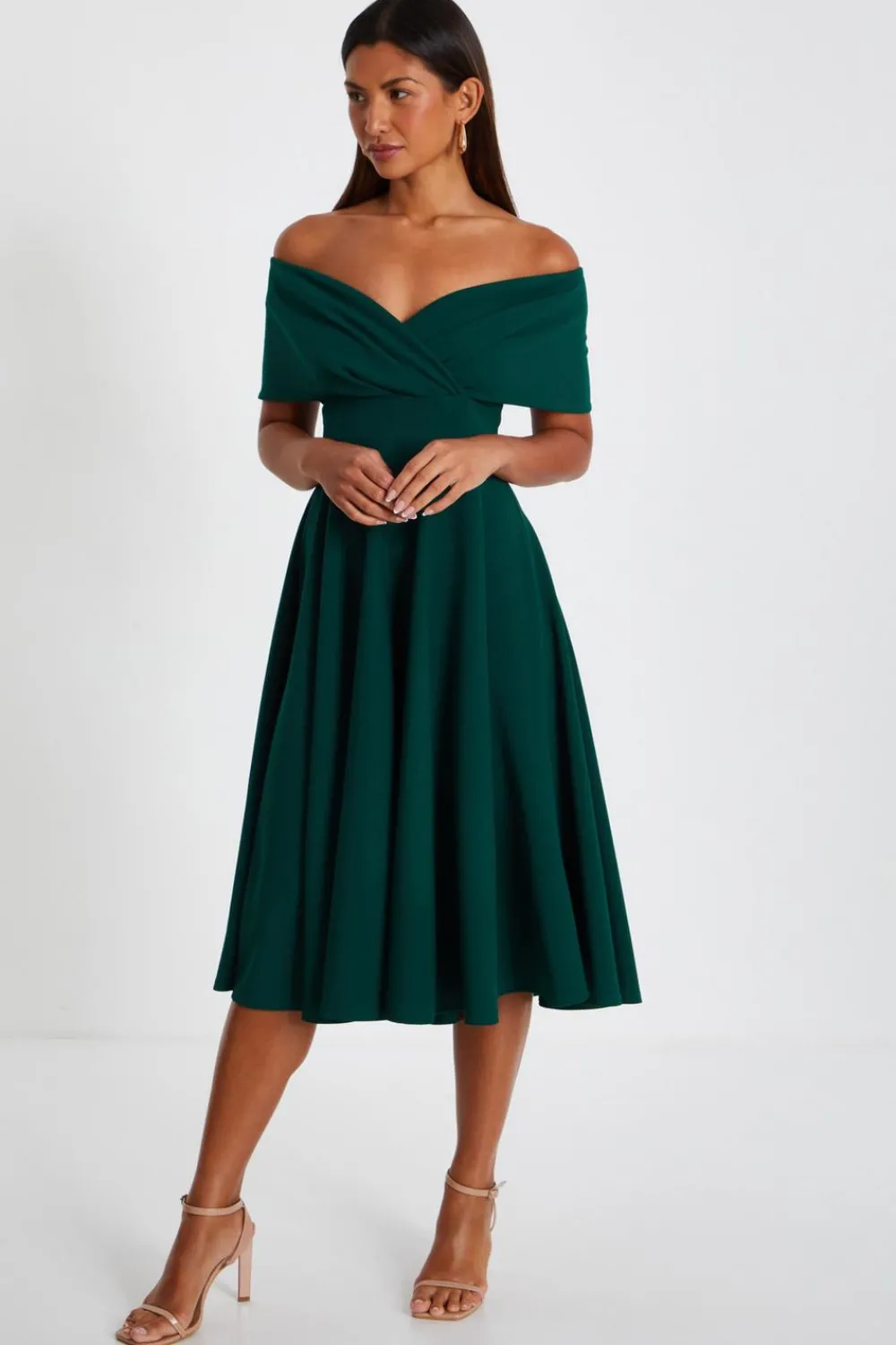 Quiz Wedding Guest Dresses|Midi Dresses>Bardot Skater Midi Dress