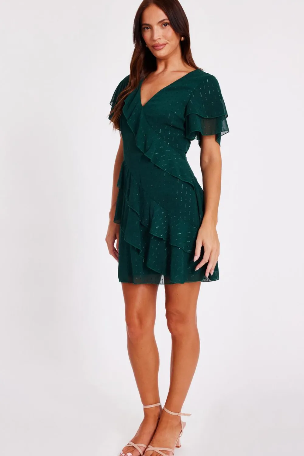 Quiz Day At The Races|Christening Guest>Chiffon Ruffle Mini Dress