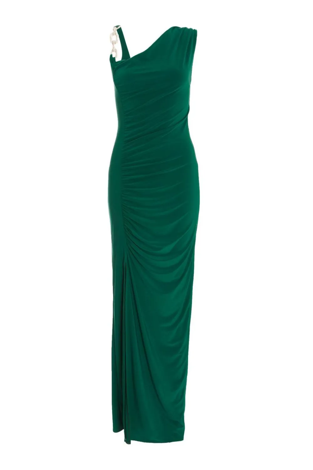 Quiz Evening Dresses|Occasion Dresses>Bottle Green Diamante Trim Maxi Dress