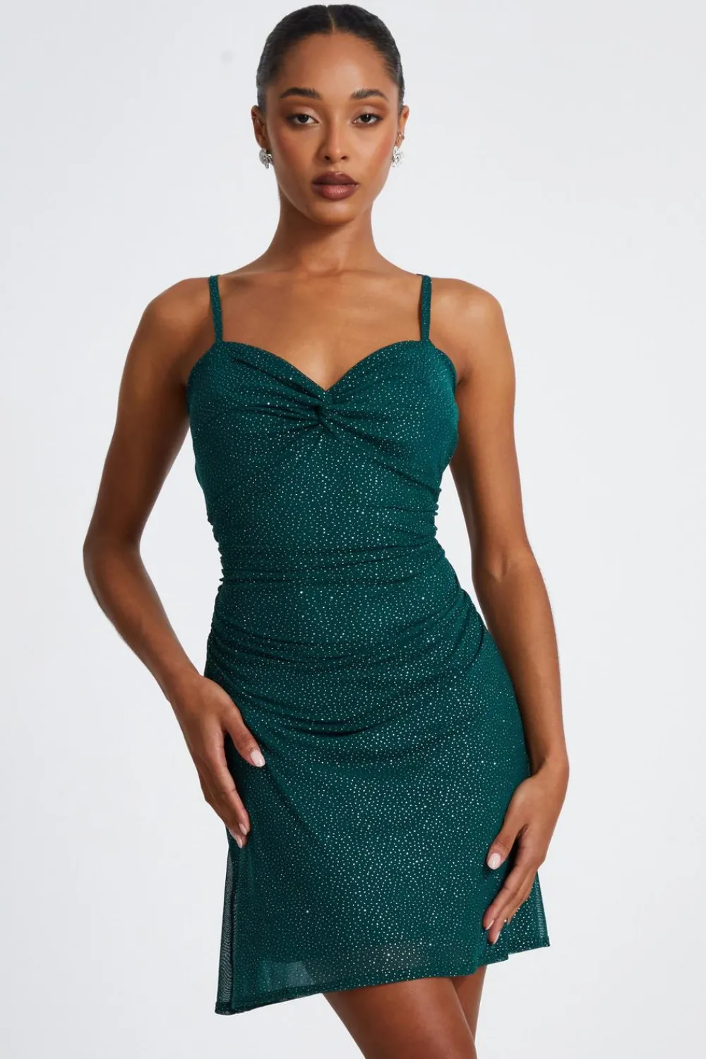 Quiz Mini Dresses|Green Dresses>Glitter Mesh Mini Dress