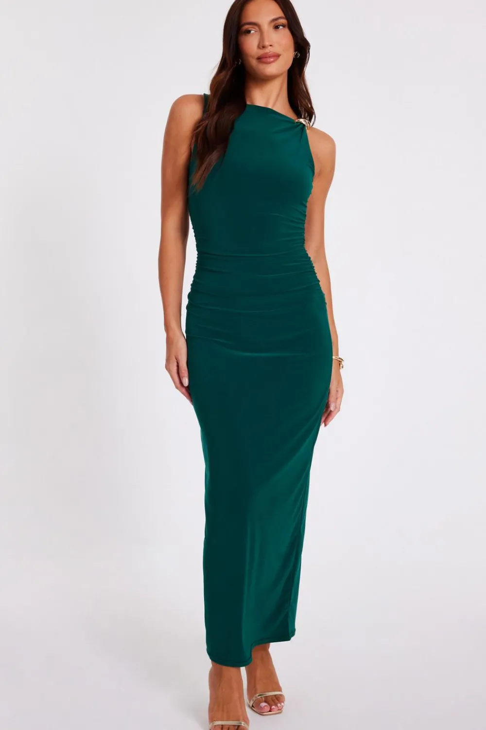 Quiz Day At The Races|Christening Guest>Gold Buckle Midaxi Dress