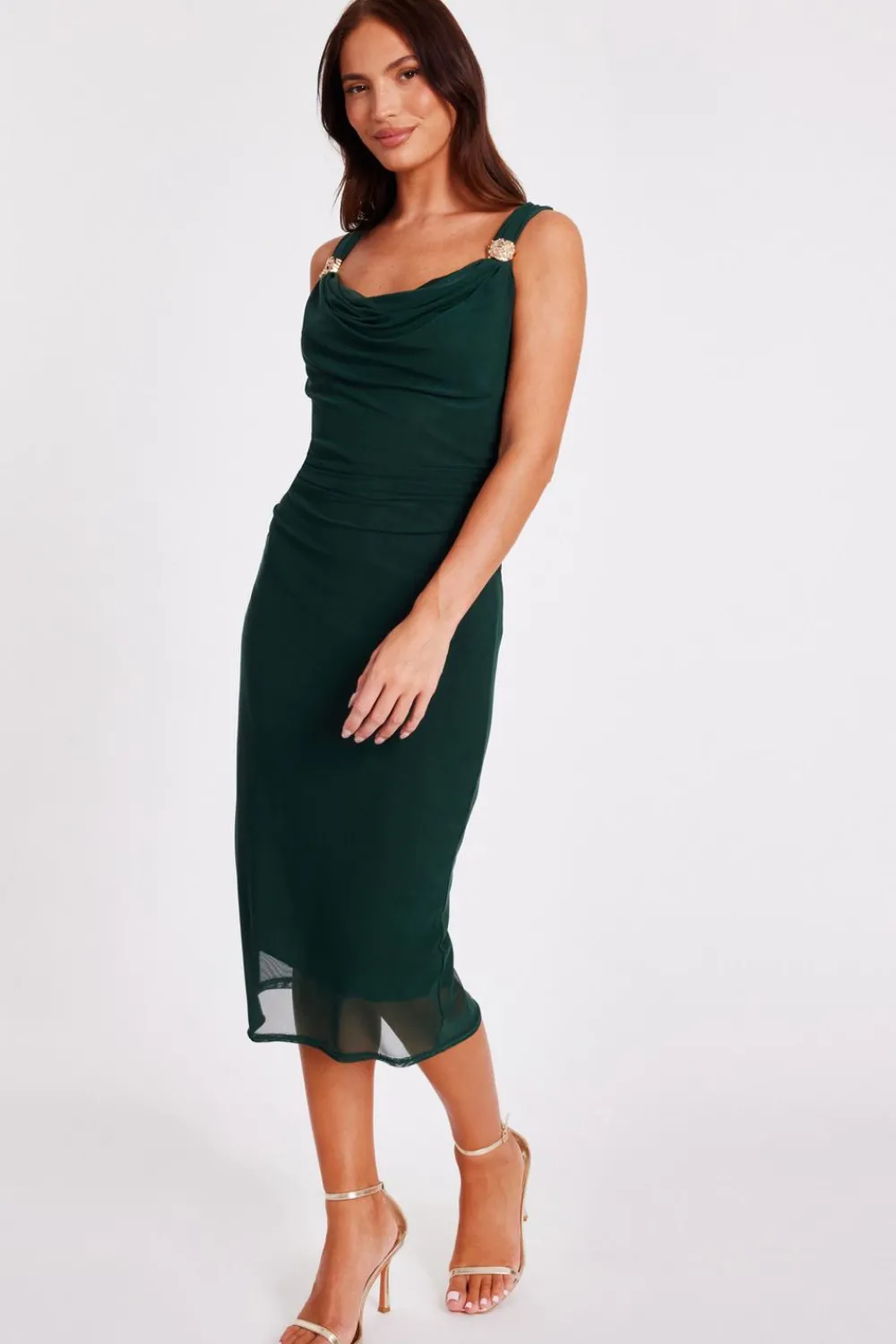Quiz Day At The Races|Christening Guest>Mesh Buckle Detail Midi Dress