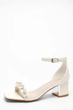 Quiz Shoe & Bag Sets|Occasion Shoes>Bridal Pearl Strap Block Heeled Sandals