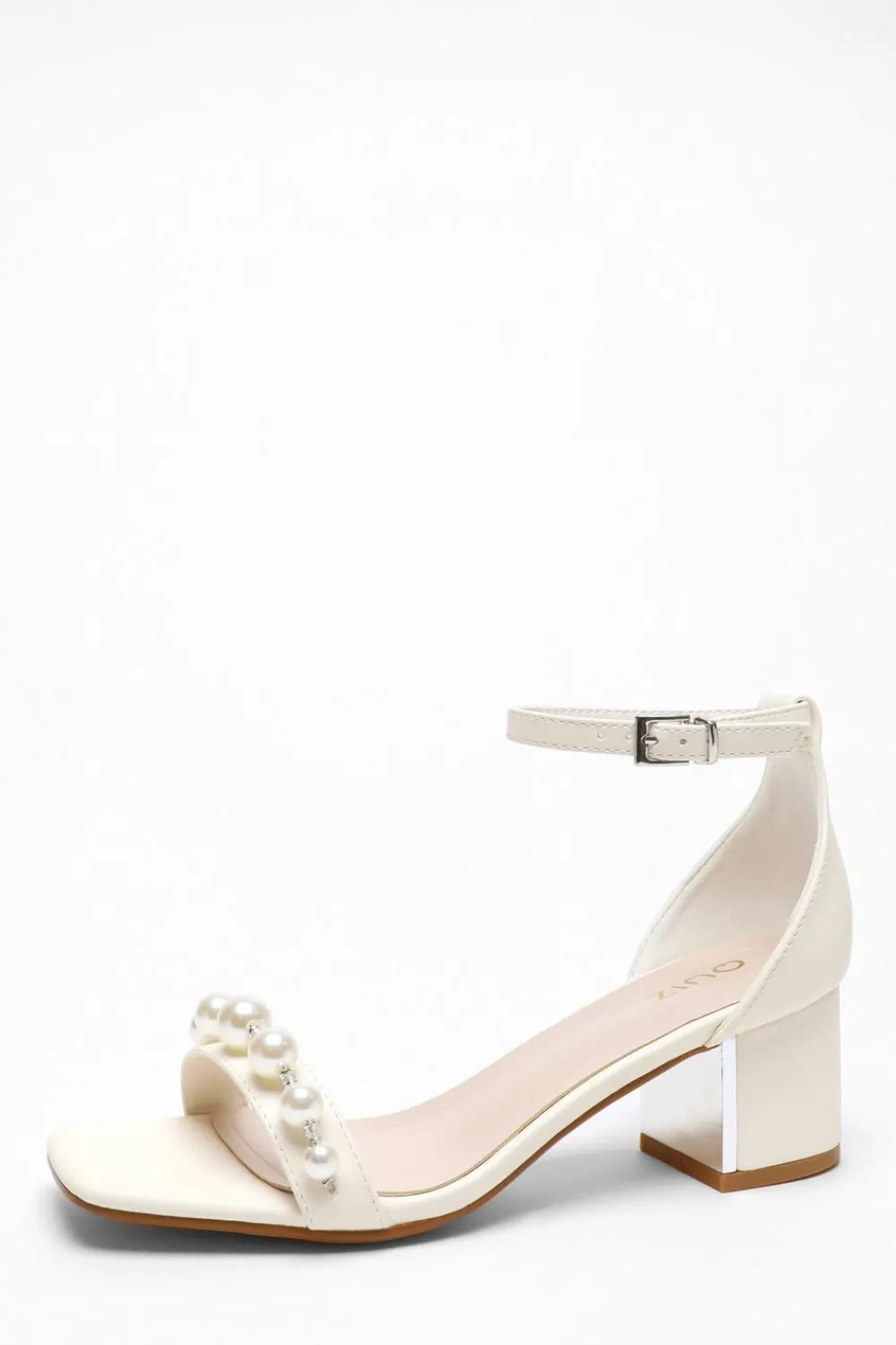 Quiz Shoe & Bag Sets|Occasion Shoes>Bridal Pearl Strap Block Heeled Sandals