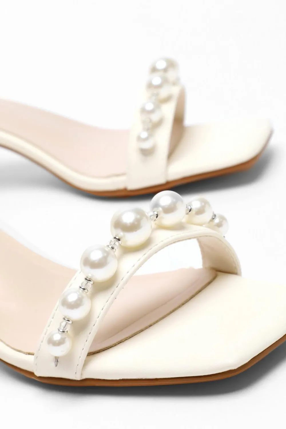 Quiz Shoe & Bag Sets|Occasion Shoes>Bridal Pearl Strap Block Heeled Sandals