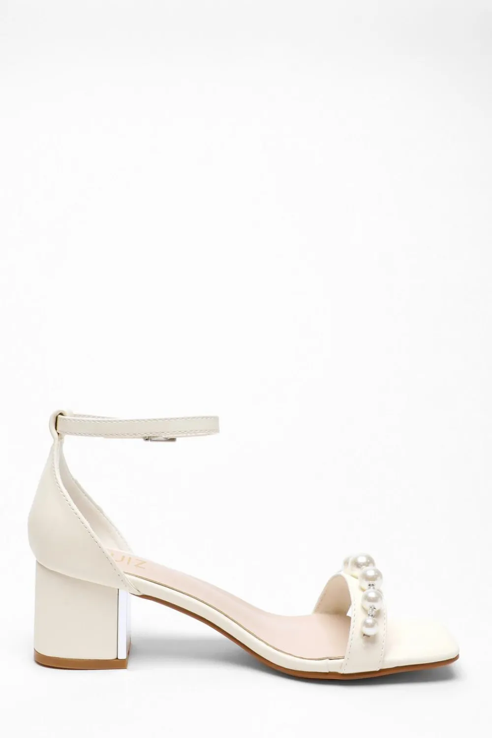 Quiz Shoe & Bag Sets|Occasion Shoes>Bridal Pearl Strap Block Heeled Sandals
