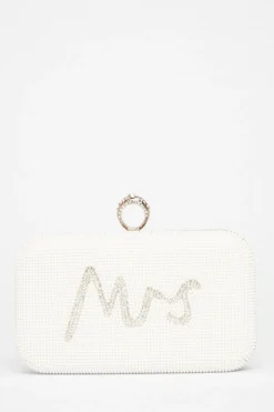 Quiz Wedding Accessories|Bride To Be>Bridal Silver Pearl Box Bag
