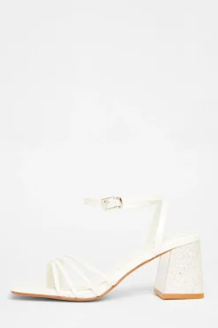Quiz Shoe & Bag Sets|Sandals>Bridal White Block Heel Sandals