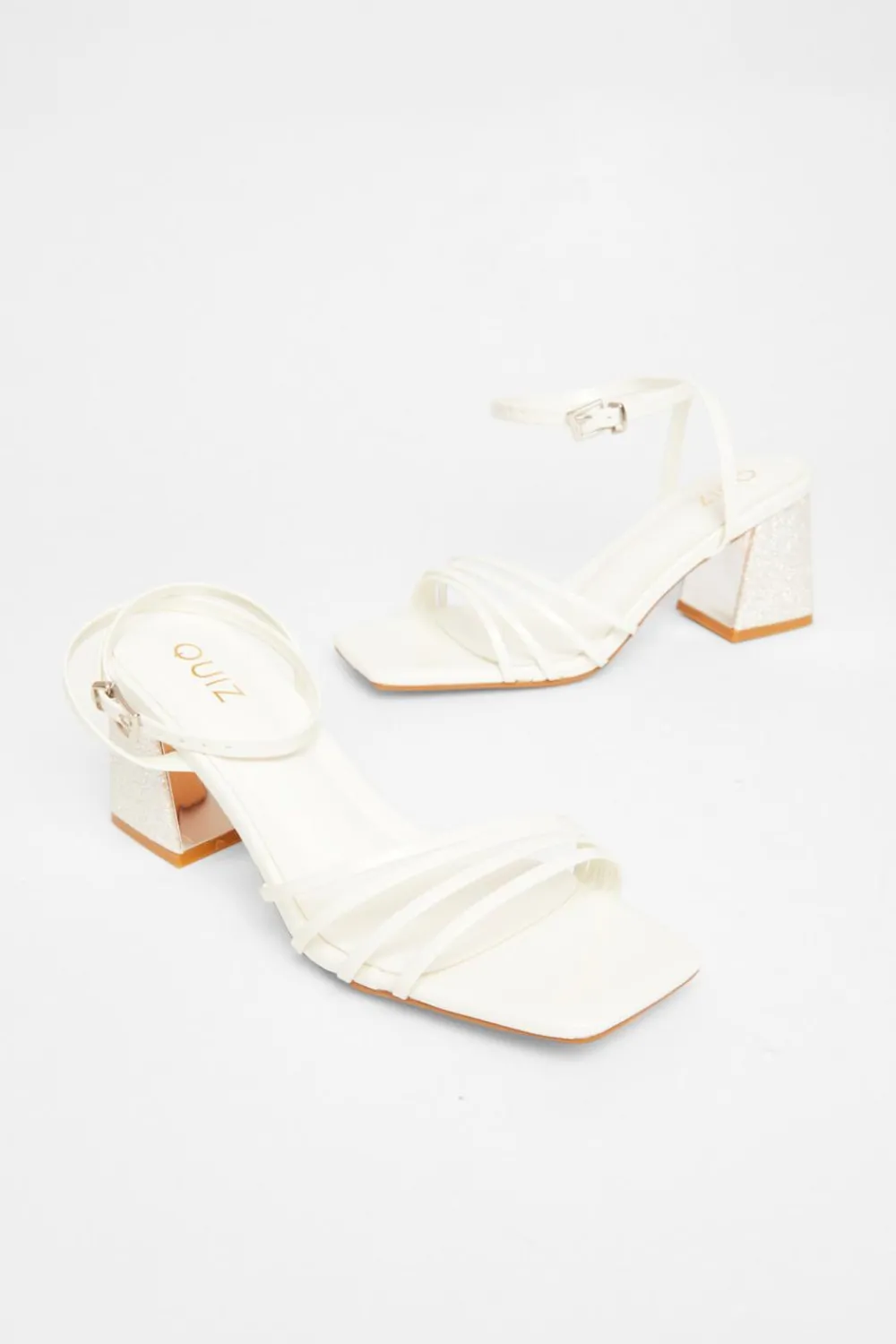Quiz Shoe & Bag Sets|Sandals>Bridal White Block Heel Sandals