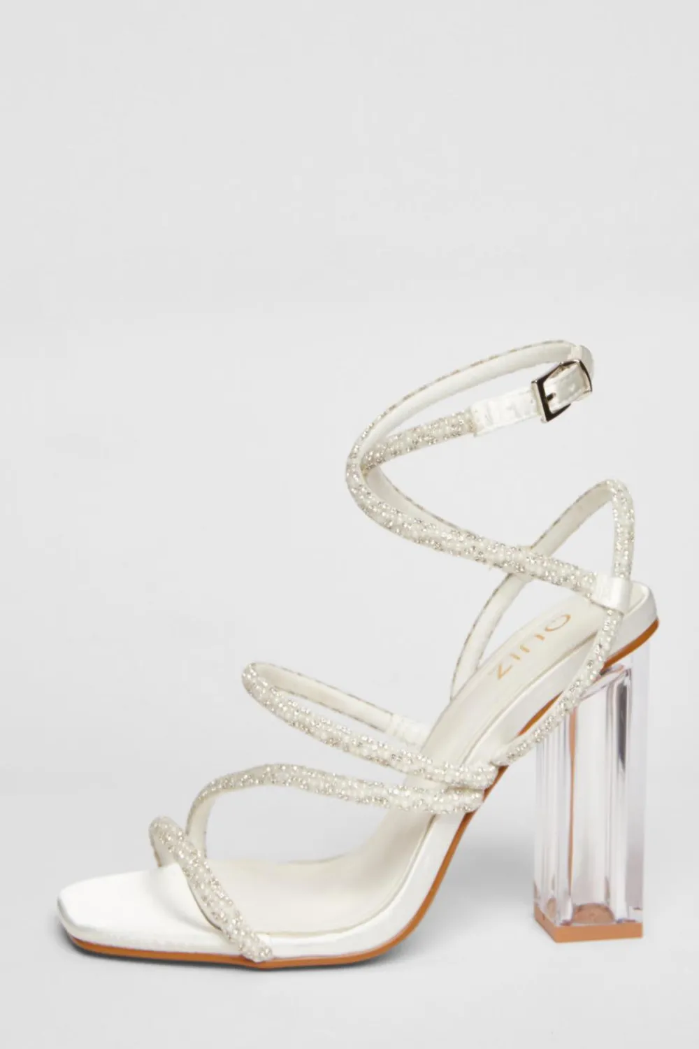 Quiz Sandals|Occasion Shoes>Bridal White Clear Heel Sandal