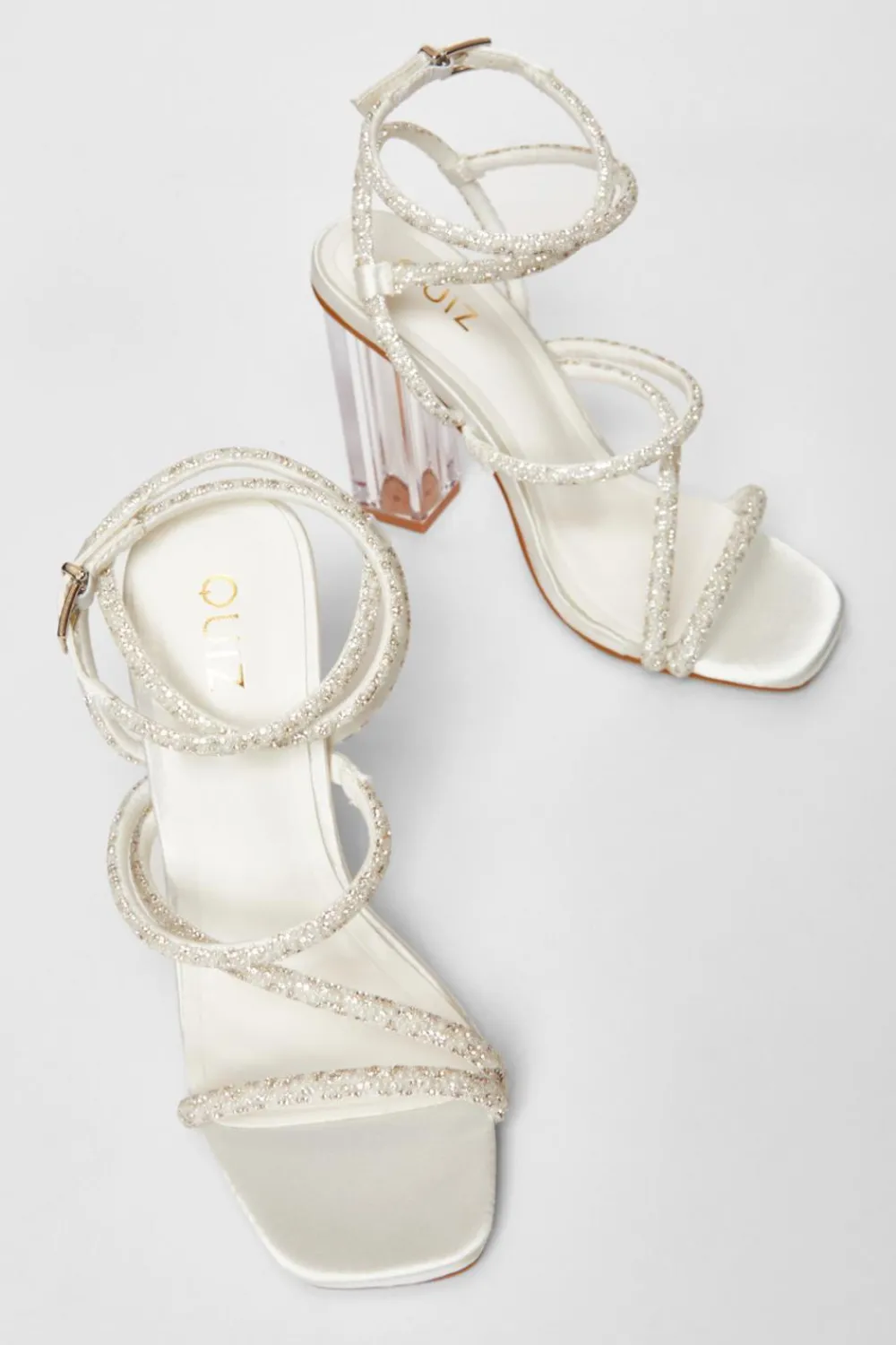 Quiz Sandals|Occasion Shoes>Bridal White Clear Heel Sandal