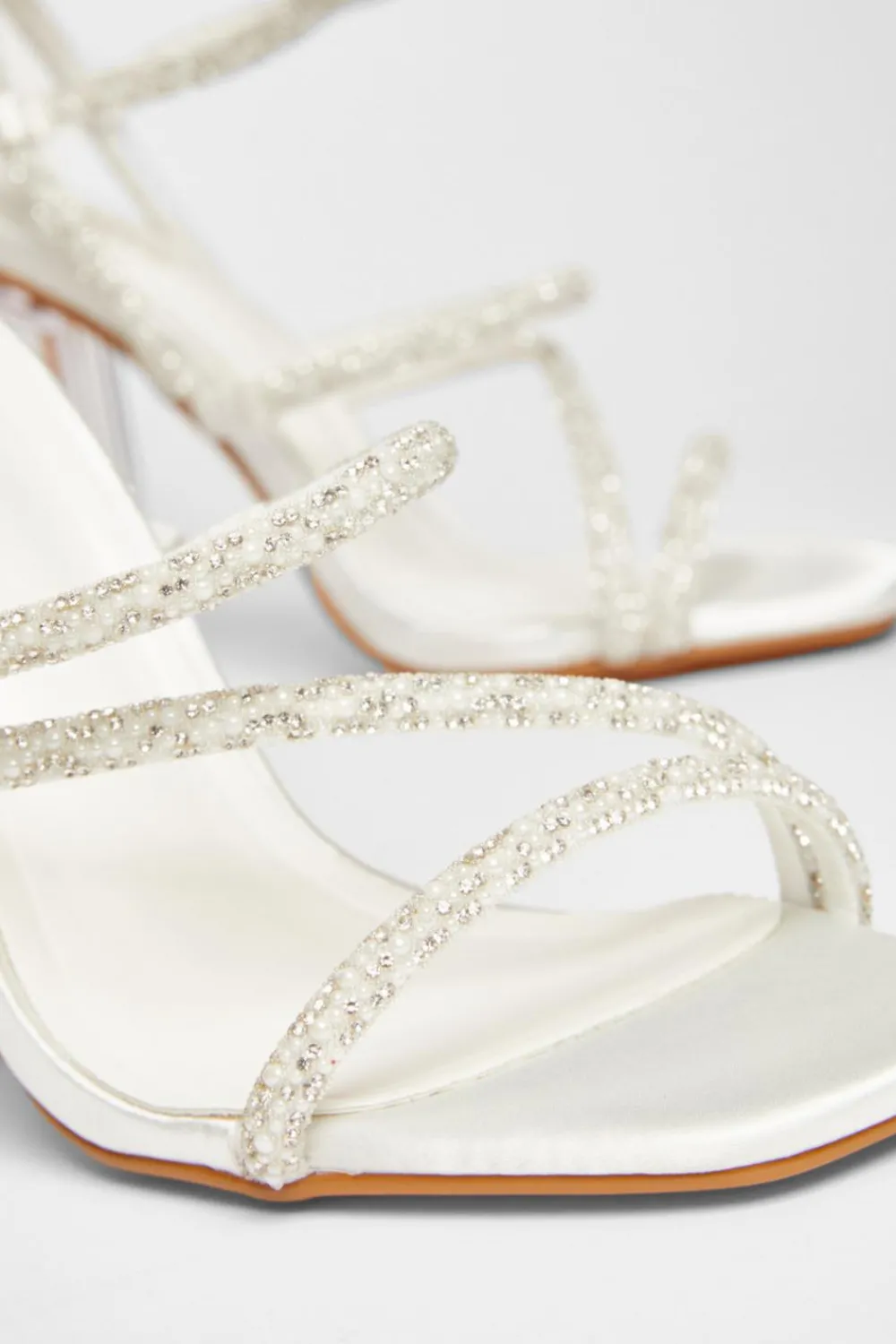 Quiz Sandals|Occasion Shoes>Bridal White Clear Heel Sandal