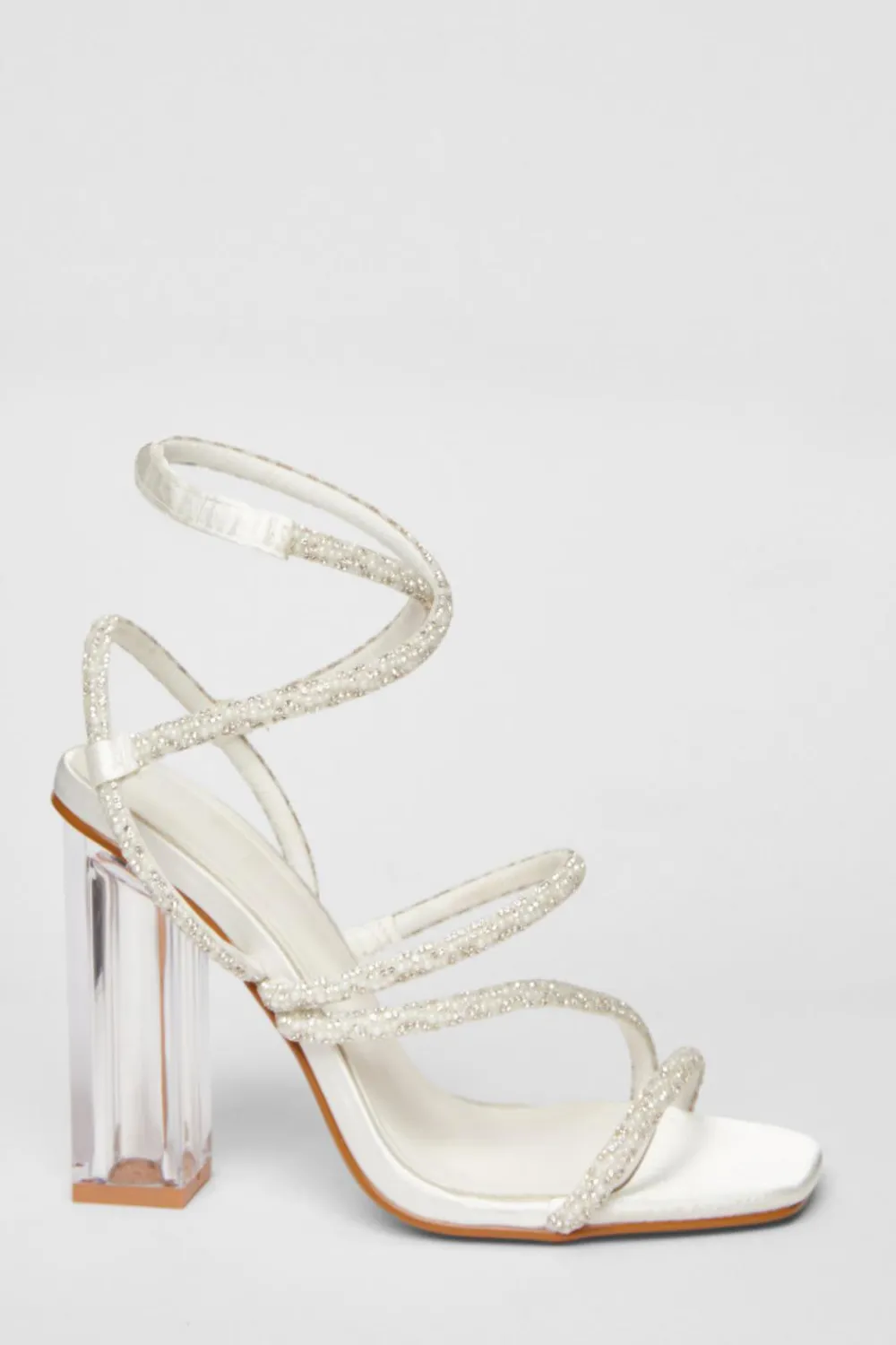 Quiz Sandals|Occasion Shoes>Bridal White Clear Heel Sandal