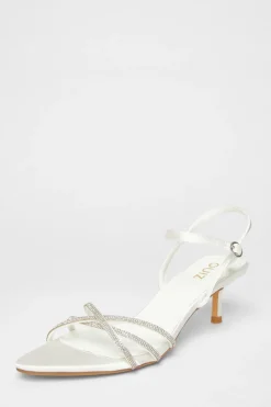 Quiz Occasion Shoes|Heels>Bridal White Diamante Cross Strap Heels