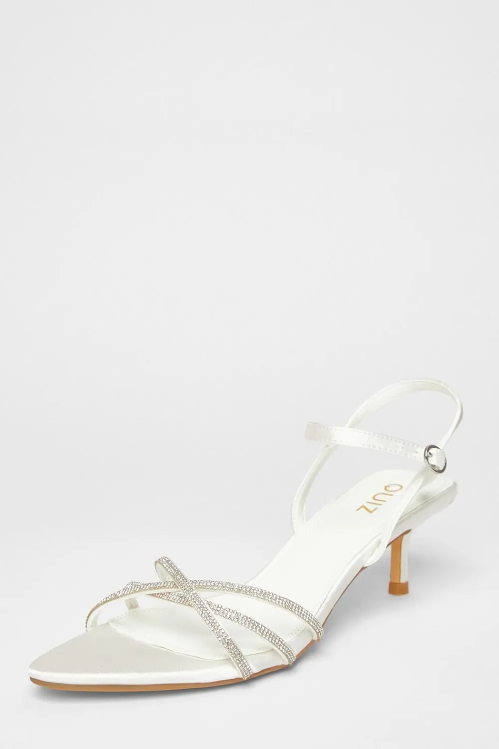 Quiz Occasion Shoes|Heels>Bridal White Diamante Cross Strap Heels