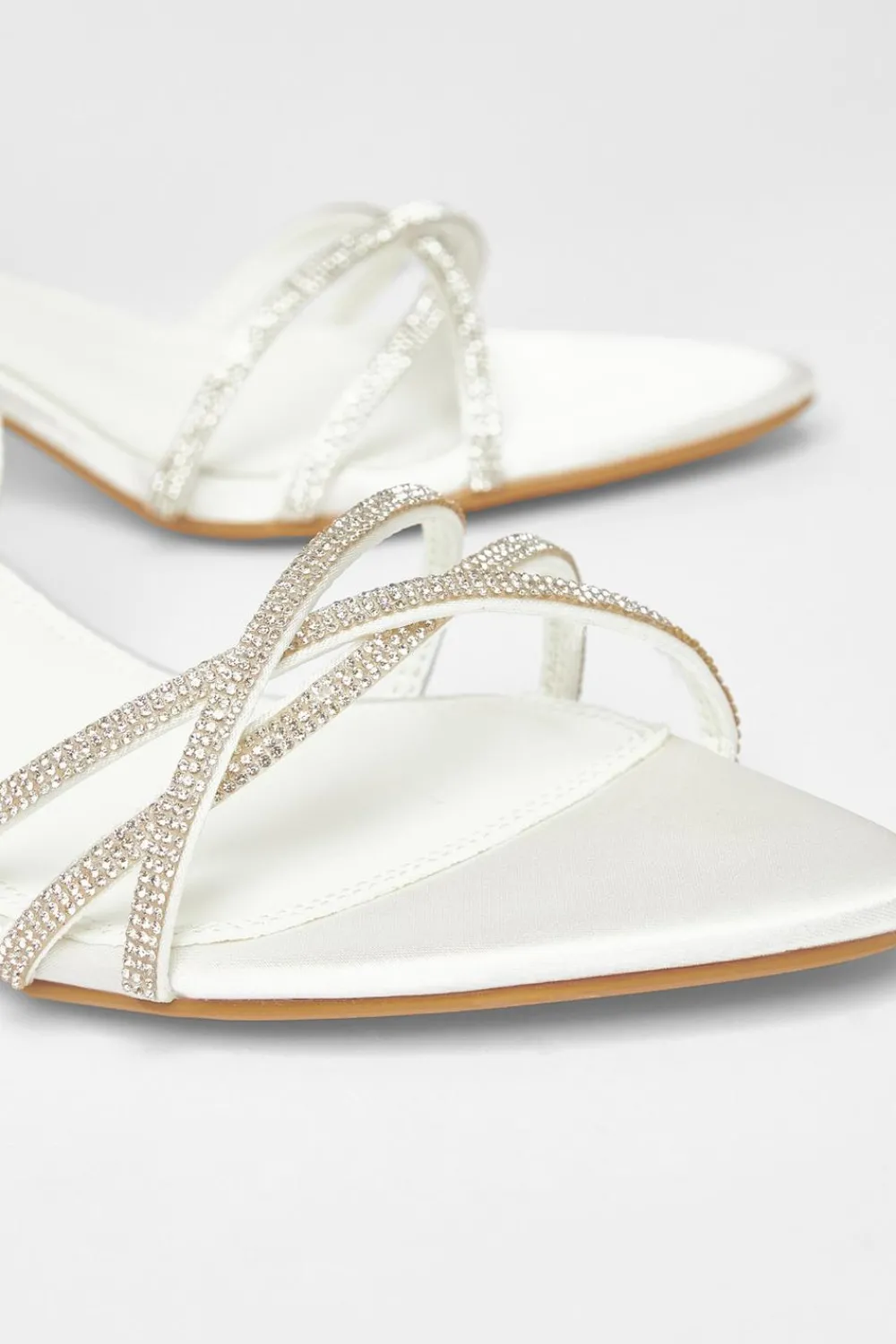 Quiz Occasion Shoes|Heels>Bridal White Diamante Cross Strap Heels