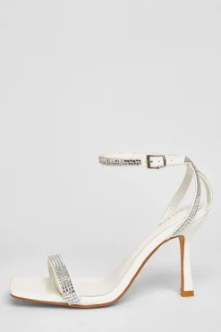 Quiz Sandals|Occasion Shoes>Bridal White Diamante Heels