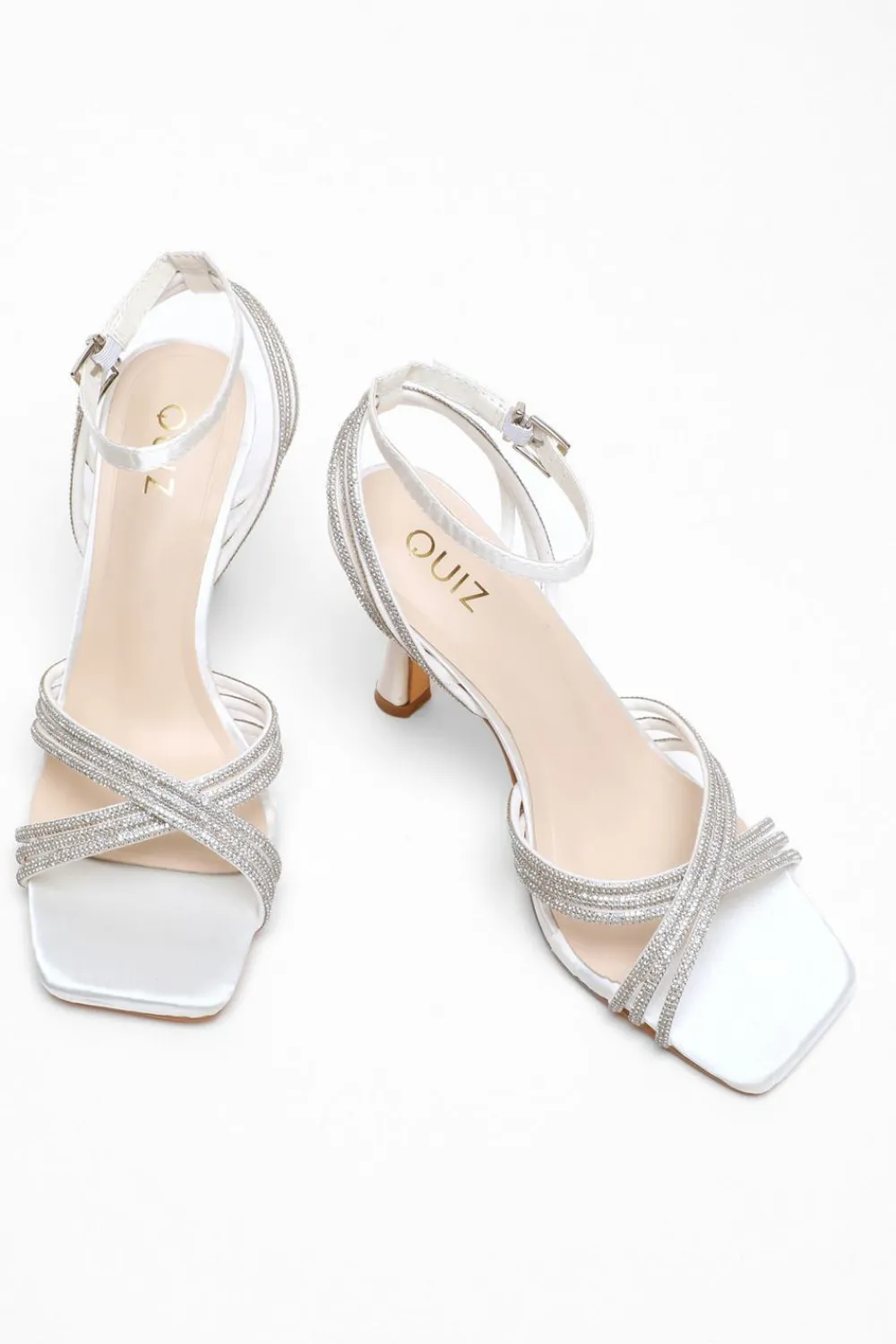 Quiz Shoe & Bag Sets|Heels>Bridal White Diamante Heeled Sandals