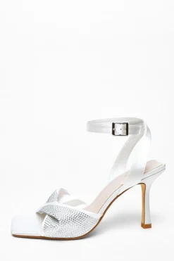 Quiz Sandals|Occasion Shoes>Bridal Diamante Twist Heeled Sandals