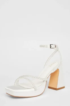 Quiz Occasion Shoes|Heels>Bridal White Embellished Platform Heels