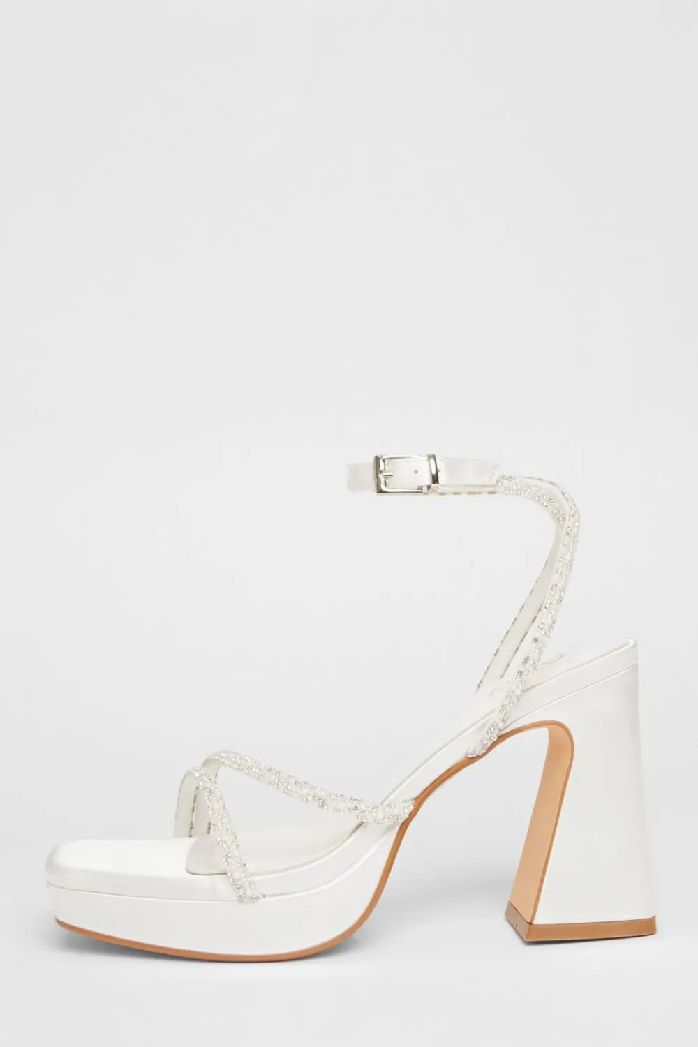 Quiz Occasion Shoes|Heels>Bridal White Embellished Platform Heels
