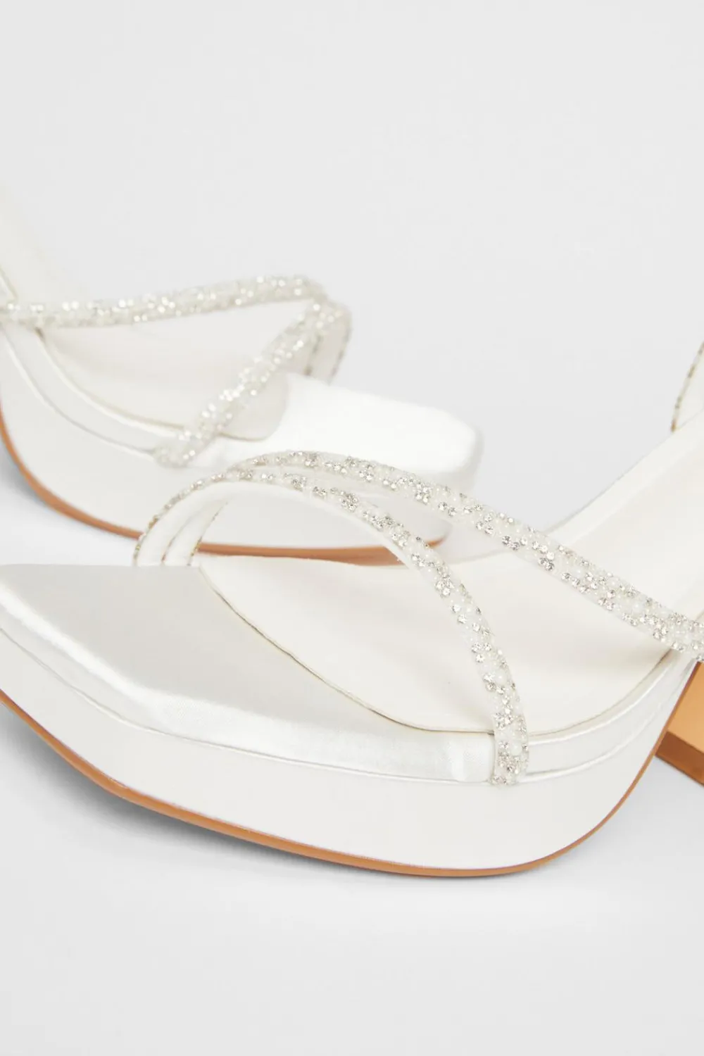 Quiz Occasion Shoes|Heels>Bridal White Embellished Platform Heels