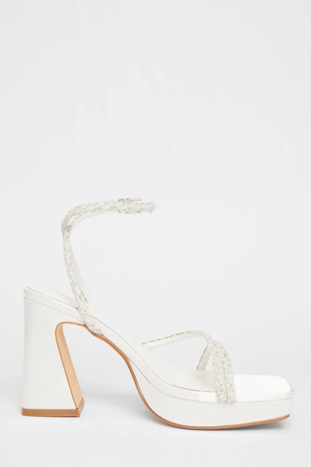 Quiz Occasion Shoes|Heels>Bridal White Embellished Platform Heels