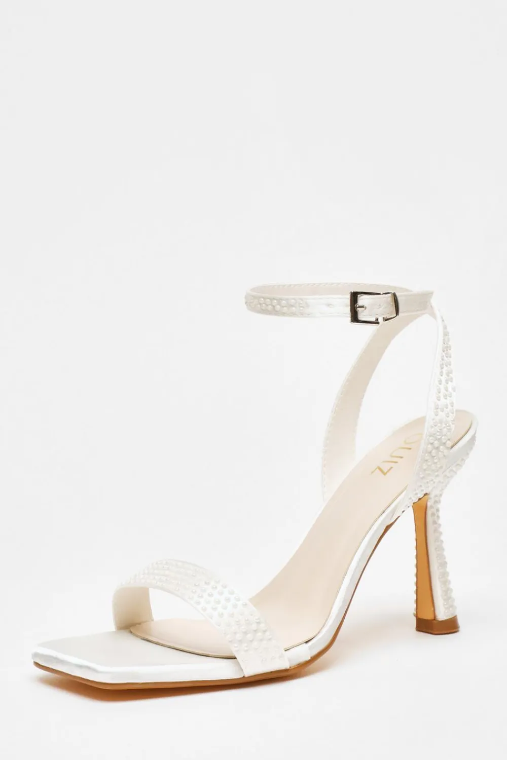Quiz Shoe & Bag Sets|Occasion Shoes>Bridal White Pearl Heeled Sandals
